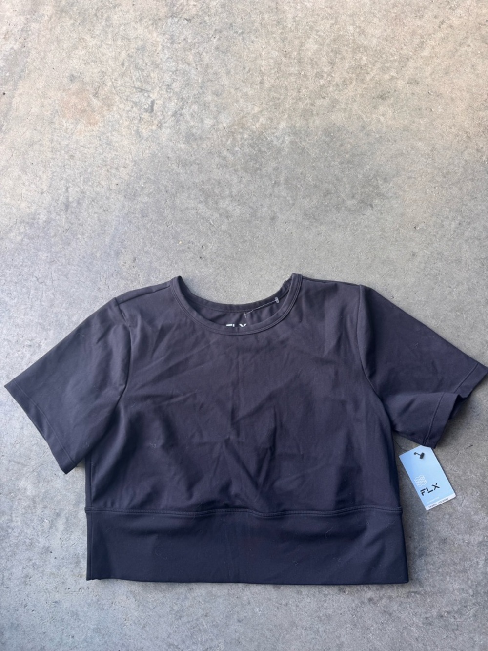 FLX Black Cropped Crewneck Top - Women